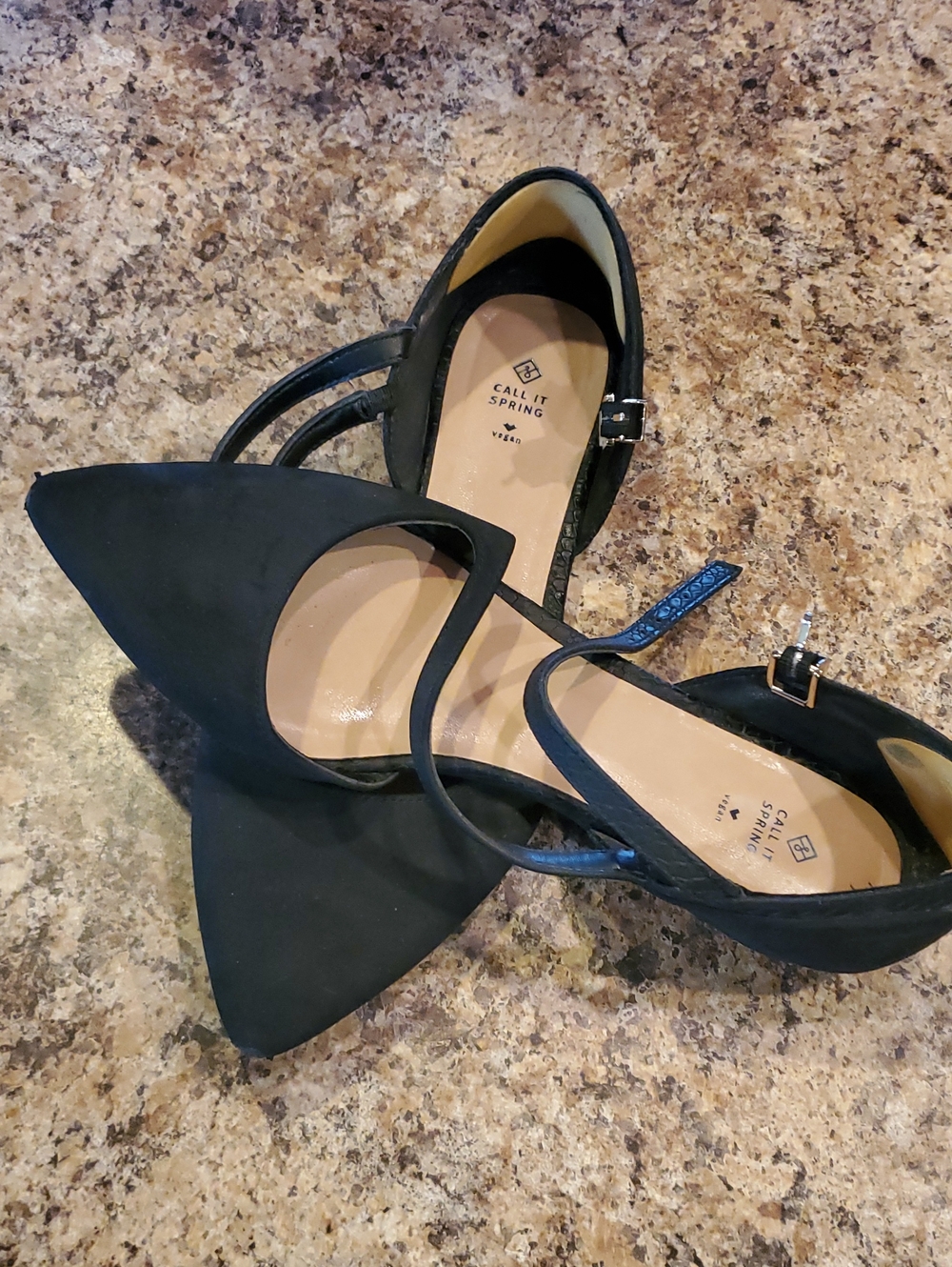 Call It Spring Black Pointed-Toe Strappy Heels